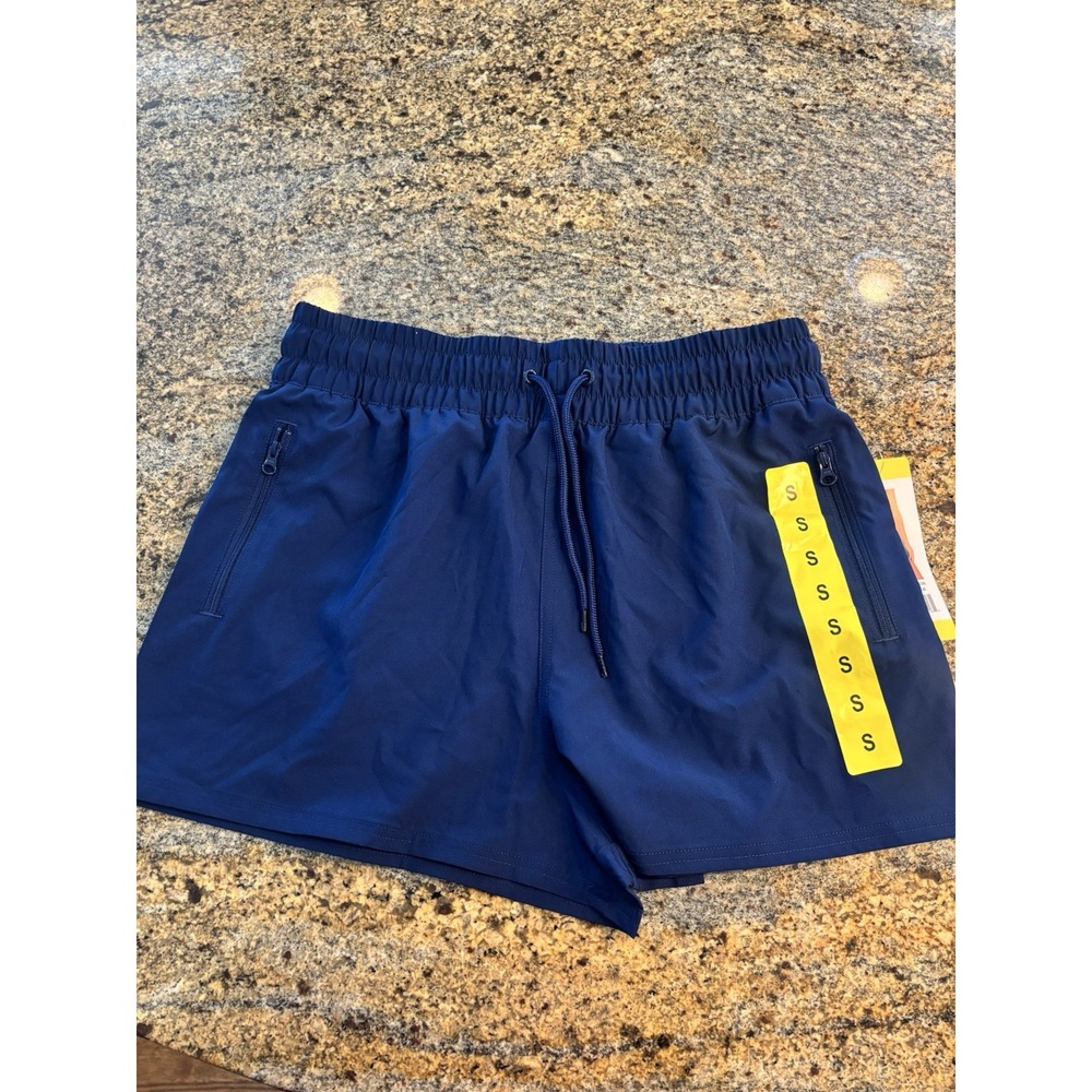 NWT Ocean Pacific Women's Drawstring with 3 Zipper Pockets‎ Shorts, NAVY, Size S
